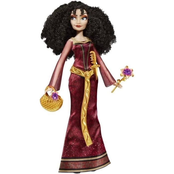 Poupée - Disney - Mère Gothel - 28 cm - Robe rouge noire et dorée - Accessoires cachés Poupée - Disney - Mère Gothel - 28 cm - Robe rouge noire et dorée - Accessoires cachés