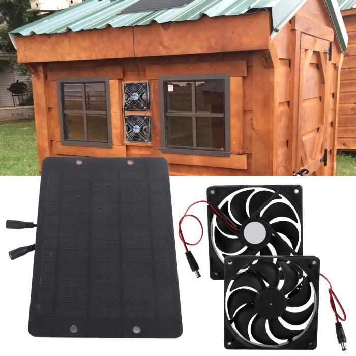 Ventilateur Solaire 100W 10 Pouces - 3000 Tr/min, étanche, Pour Serre, Poulailler, Garage - Kit Avec Panneau Solaire - 8