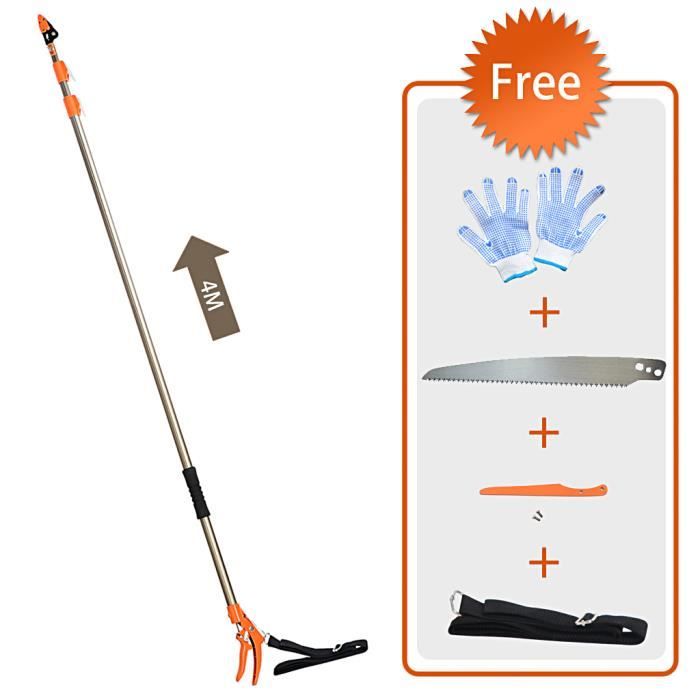 Finether Finether 4m Perche d'élagage Télescopique Coupe-Branches Aluminum Avec ...