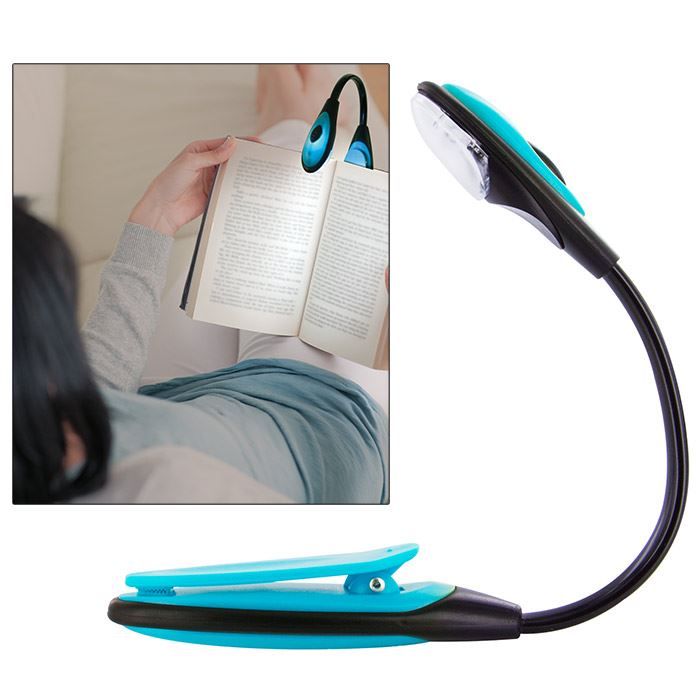 Lampe de lecture LED ultra légère Classe énergétique A++ Bleu Marque-page flexible