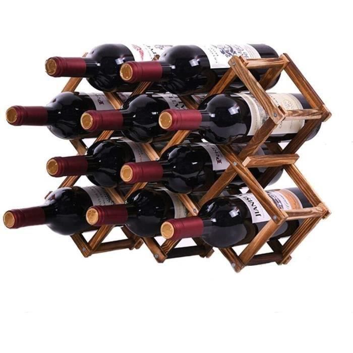 Casier à vin pliable en bois | Capacité de 10 bouteilles pour cuisine