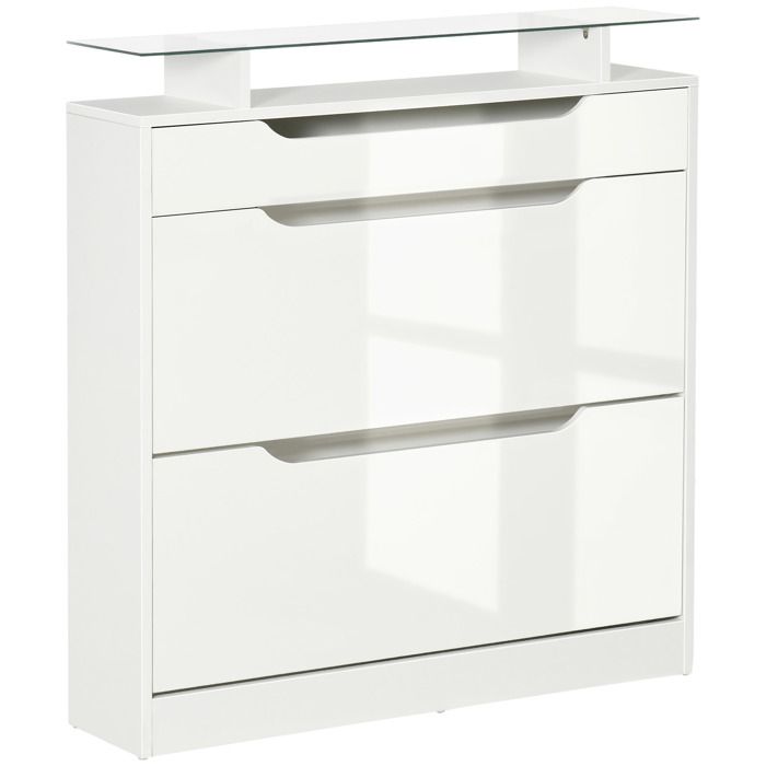 HOMCOM - armoire à chaussures - Panneaux de particule - 89x23x96cm - Blanc