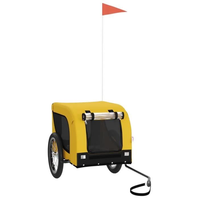 Remorque de vélo pour chien jaune et noir - KEENSO - Tissu Oxford et fer - Capacité de charge maximale 45 kg