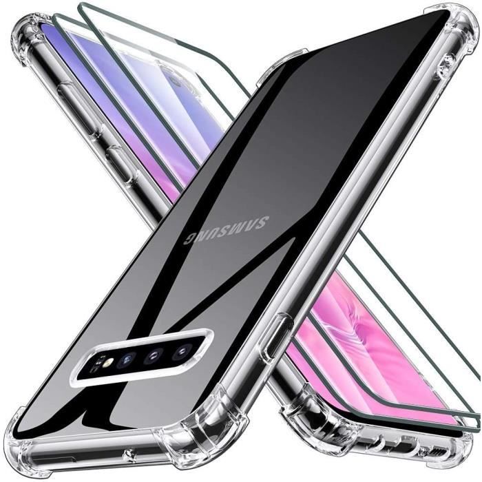 Hard-Case & Silicone Bumper Verre Trempé Compatible avec Samsung Galaxy S10e Couleur:Argent Support de Voiture Magnetique 9H Tempered Glass & Cover avec Anneau Rotation de 360° NALIA Coque