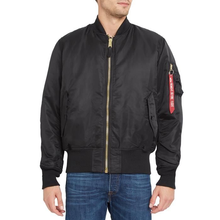 Bombers MA1 Original Nylon pour homme ALPHA INDUSTRIES Noir Coupe surdimensionné Noir