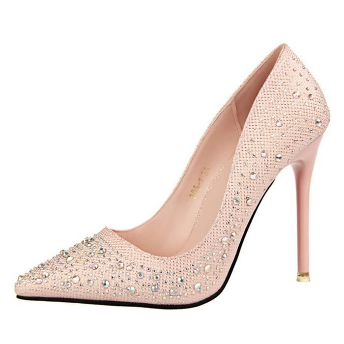 Escarpin Femme Talon Haut Strass Stilettos Soir e Mariage Bal