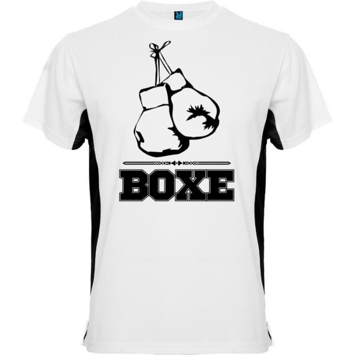 T-shirt homme BOXING motif GANT DE BOXE - Noir et blanc - Manches courtes  - Respirant Noir et blanc - Cdiscount Sport