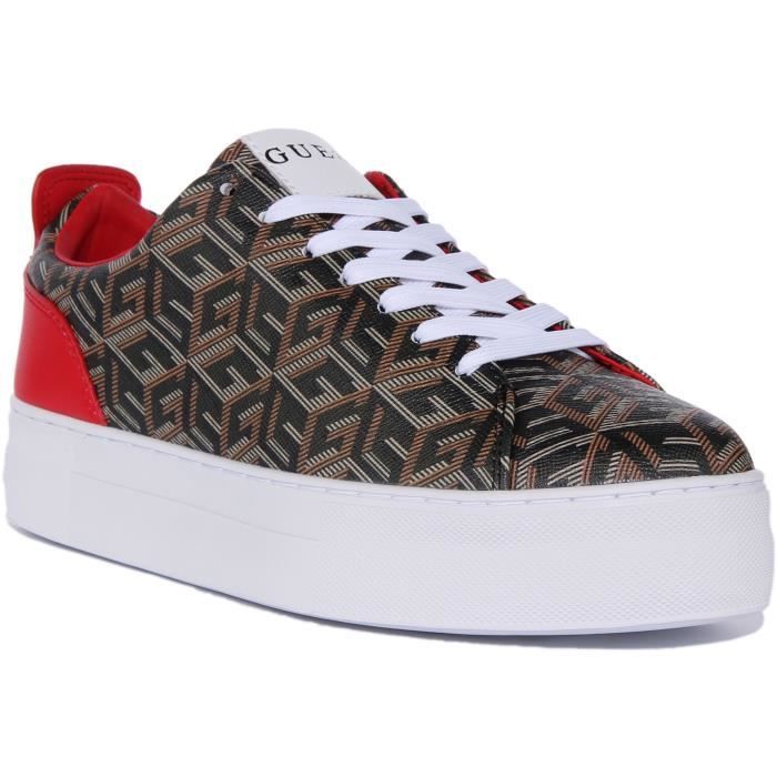 Guess Guess Giaa Baskets à lacets G cube imprimé logo pour femmes en noir (Noir 39)