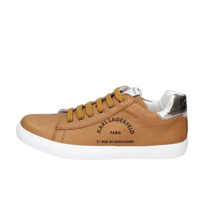 Baskets Sneakers Femme KARL LAGERFELD Marron Cuir Fermeture Lacee Taille EU 40