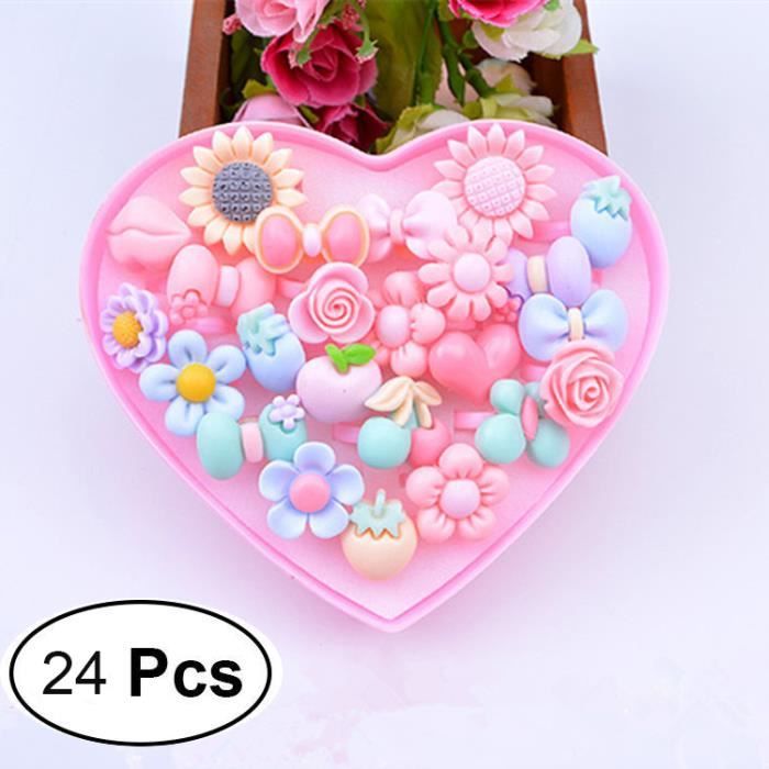 24 Pcs Ensemble De Bagues Petites Filles Bague Pour Enfant Fille