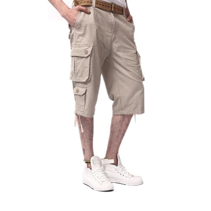 Cargo Pantacourt Hommes Couleur unie Casual Pantacourts hommes avec