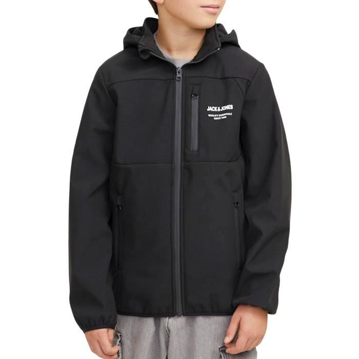 Veste Softshell Enfant - Jack & Jones - Theo - Capuche Fixe - Résistante à lEau - Poches Zippées