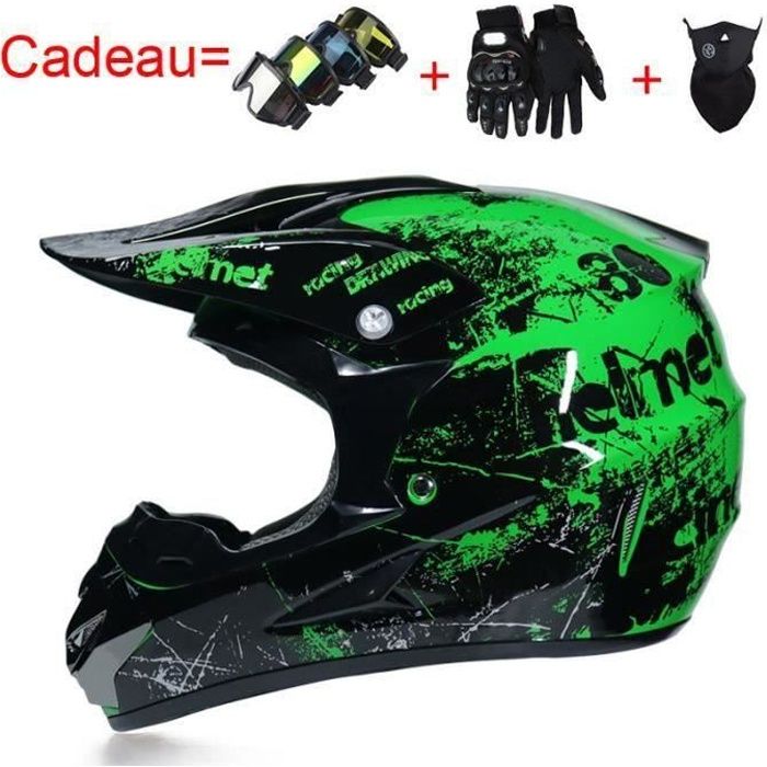 VERT Casque Moto Cross Adulte-Enfant de Marque luxe