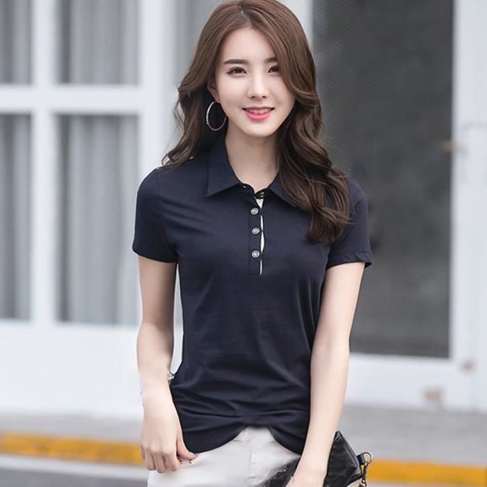 POLO Chemise polo manches courtes en coton pour femme couleur