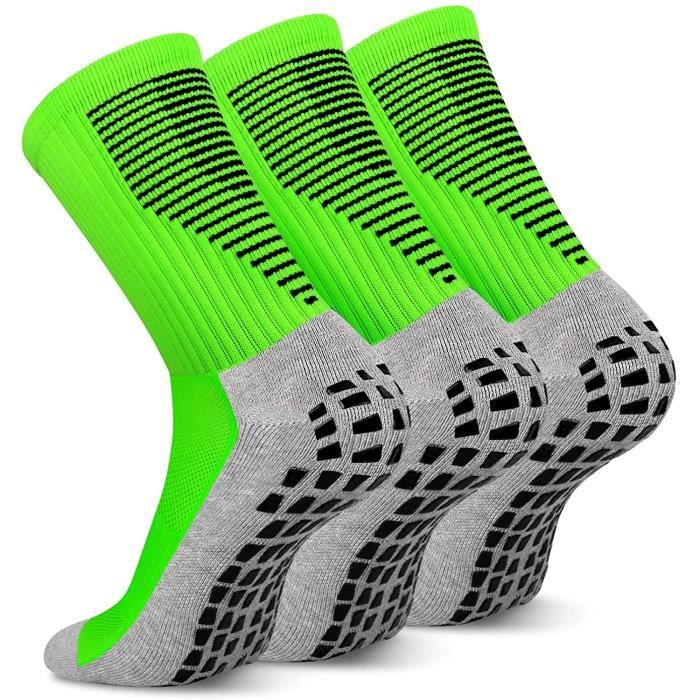 3 Paires Chaussette Football Antiderapante Hommes Femme Respirantes Anti Ampoules Chaussette Chaussettes de Sports Vert