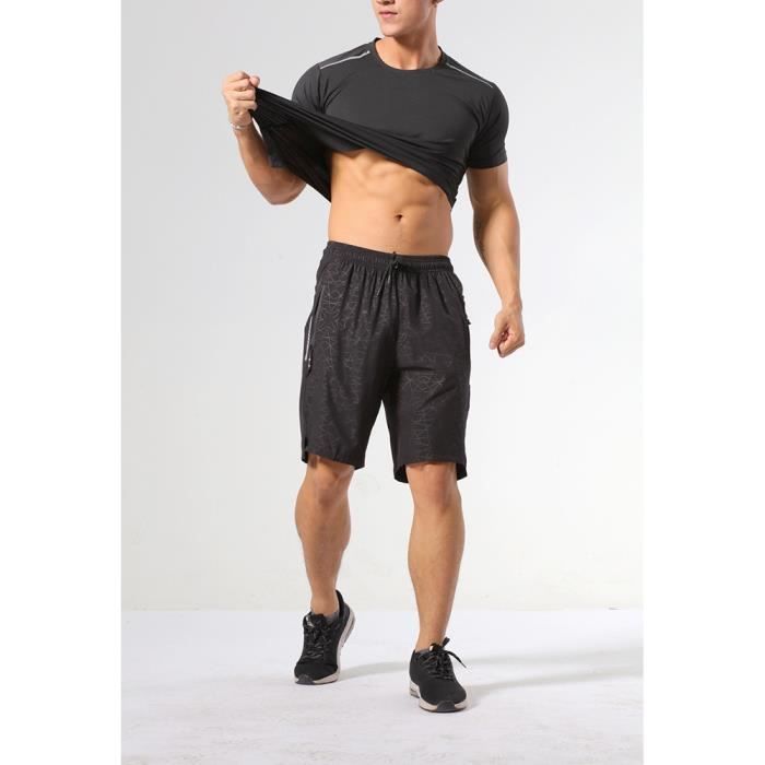 Short de Sport Jogging Homme Sechage Rapide Entrainement Taille Elatiquee Ample Noir Cdiscount Sport