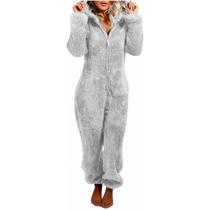 Pyjama Combinaison Adulte Combinaison Pyjama Une Pièce Adulte - Flanelle Douce - Capuche - Fermeture Éclair - Chaud Et Confortable Combinaison Nuit Polaire