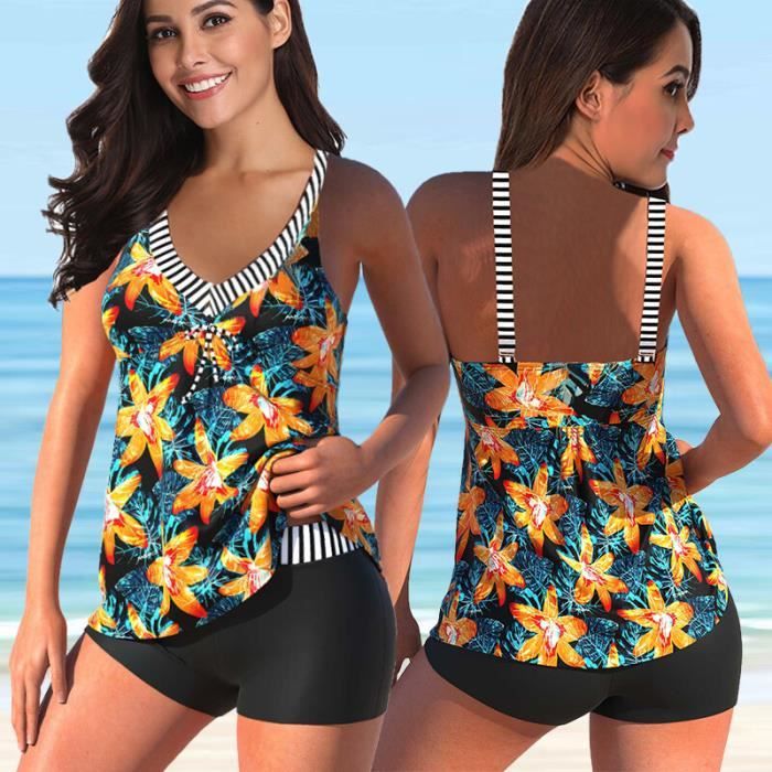 Maillot de bain tankini deux pièces gainant pour femme