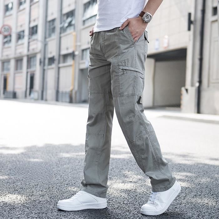 Pantalon cargo homme - grande taille de travail à jambe - FR12SN Light_gray  - Cdiscount Prêt-à-Porter