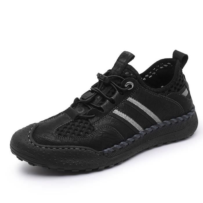 INSFITY Baskets Homme - INSFITY - Simili cuir Maillage Aération - Noir - Lacets