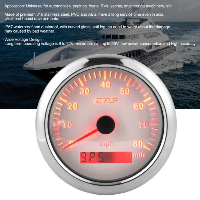 Compteur De Vitesse GPS 85 Mm étanche Analogique, Odomètre Marin 200 Km/h, Compteur Numérique De Voiture Avec 7 Tachymètres Rétroéclairés 12/24 V Pour Voiture, Bateau, Camping-car, Moto, Camion