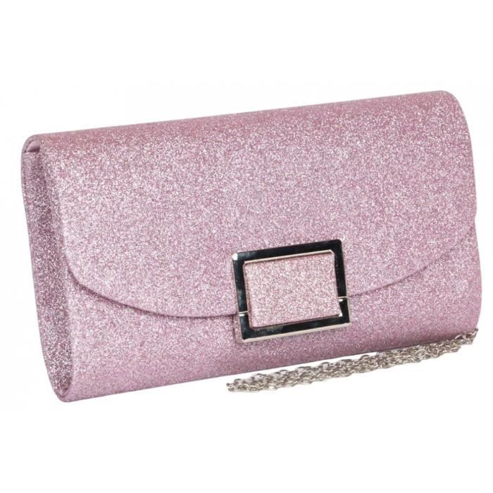 Grande Pochette Femme Rose Brillante Mariage Soiree Jolya Taille unique Rose Cdiscount Bagagerie Maroquinerie