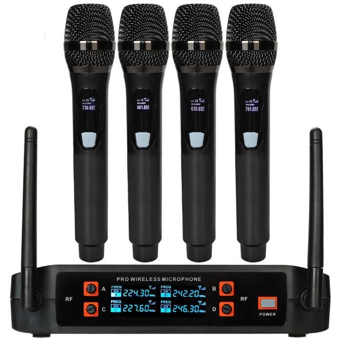 Microphone de karaoké professionnel sans fil,micro dynamique sans fil  UHF,récepteur aste,amplificateur vocal,fête - UHF07-4-6[E]