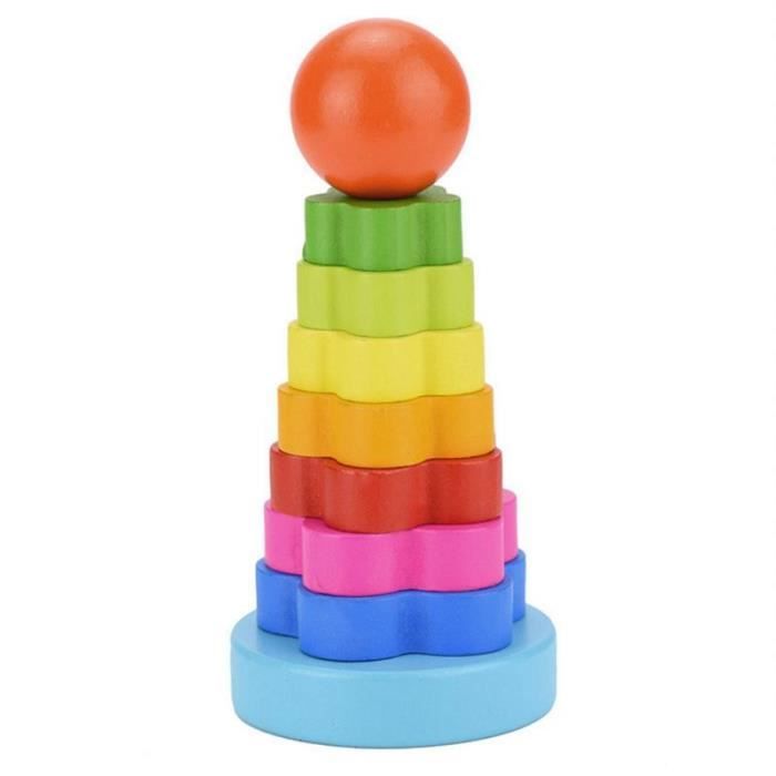 Bebe Enfant Jouet En Bois De L Education Nid Empilable Apprendre A Empiler Tour Arc En Ciel Blocs Cdiscount Jeux Jouets