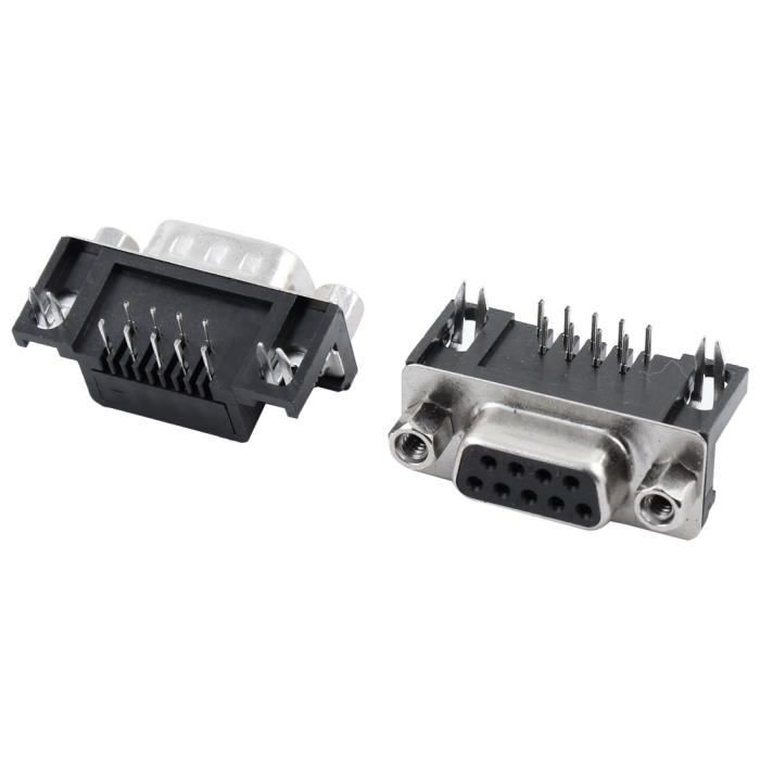 Db9 9 Pin Male Femelle Angle Droit D Sub Pcb Mount Connectors 2 Pcs Achat Vente Adaptateur De Voyage 0608641322699 Cdiscount