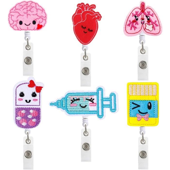 3 Pièces Porte Badge Infirmière, Clips De Feutre Rétractables, Porte