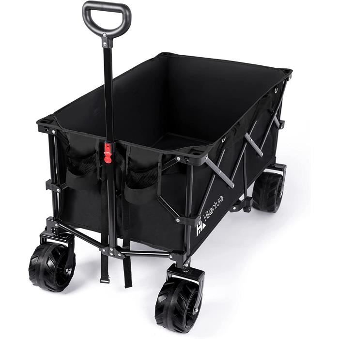 Chariot De Transport HIKENTURE Pliable - 140L, 150kg - Roues 360° - Pour Courses, Plage, Camping