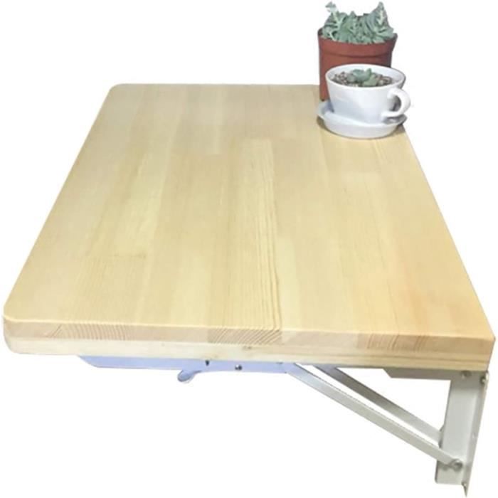 Table Murale Rabattable HUOLE 80x50 Cm - Table Pliante Bois Blanche Pour Cuisine, Bureau, Salle à Manger