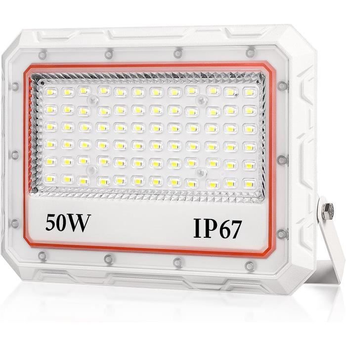 Projecteur LED Extérieur 50W 5000LM IP67 - 7000K, Grand Angle 120° Pour Jardin, Garage, Patio