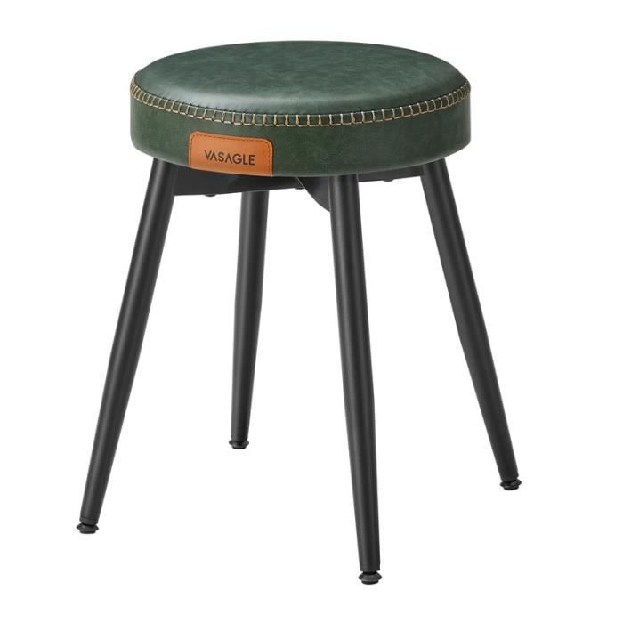chaise de salle à manger - vasagle - pu avec coutures - hauteur 48,2 cm - vert forêt