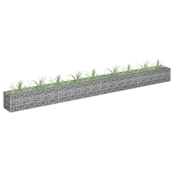 vidaXL Lit Surélevé à Gabion Parterre de Fleurs Plantes Jardin Terrasse Extérieur Arrière cour Jardinière Acier Galvanisé 145641