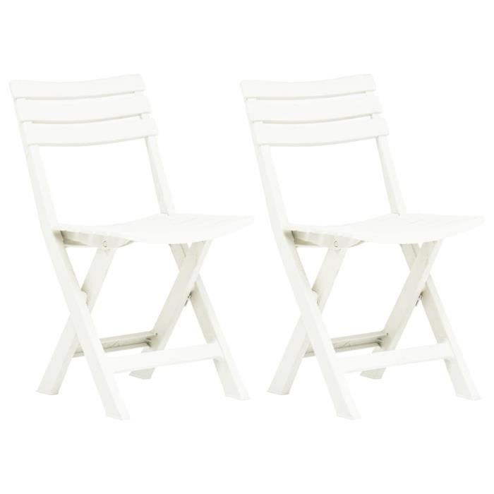 Chaises de jardin pliables - VIDAXL - Blanc - Résistantes aux intempéries - Faciles à nettoyer