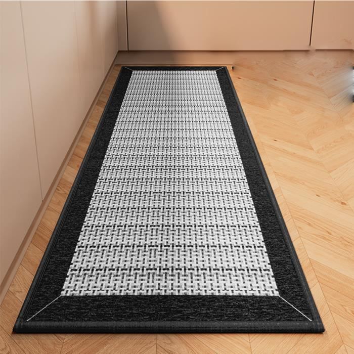 Tapis Antidérapant Cuisine 50x160cm - Motif Cœur Rouge Géométrique, Lavable, Devant évier/porte, Anti-fatigue