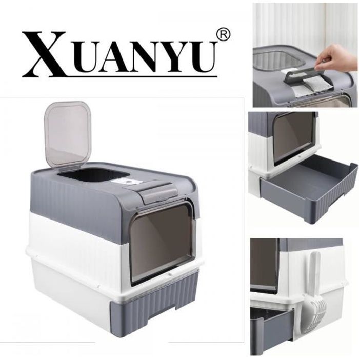 Meilleurs prix pour Bac à litière pour chat - XUANYU - 49*37*35cm - Conception entièrement fermée - Tiroir anti-fuite
