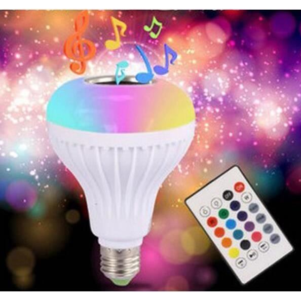 2 EN 1 Lampe Ampoule Bluetooth LED Couleurs E27 Enceinte Mus