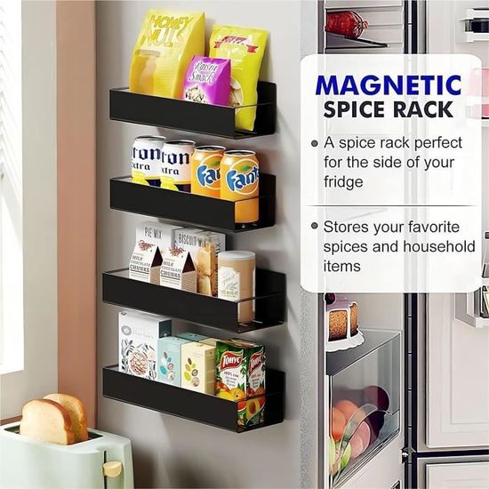 étagère Magnétique pour Réfrigérateur, 2 étagères Aimantées Métaux  Porte-épices Magnétique étagère à épices cuisine, peu