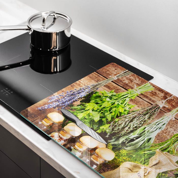 Planche à Découper Multi-Verre Kesper 52×30 Cm – Motif Bistro, Verre Trempé, Protection Cuisinière & Plan De Travail