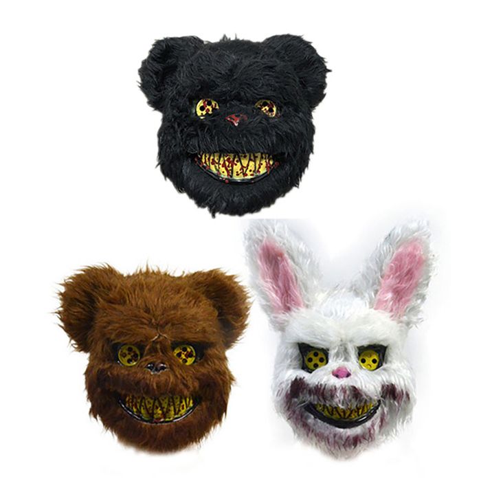 Masque D'Halloween Effrayant Lapin - Set 3 Pièces (Masque + Tablier + Couteau) - Pour Ados Et Adultes - Fêtes Déguisées