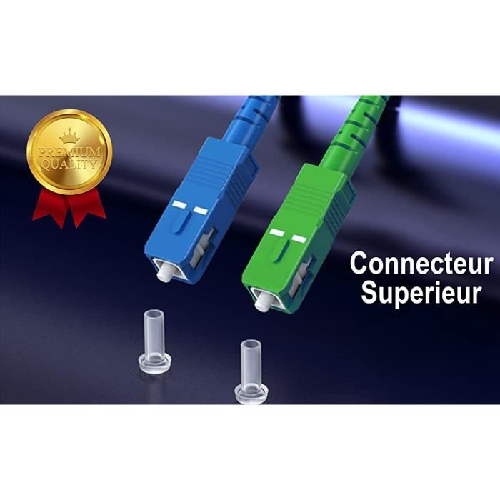 Câble fibre optique Free - monomode 5 m - vert et bleu