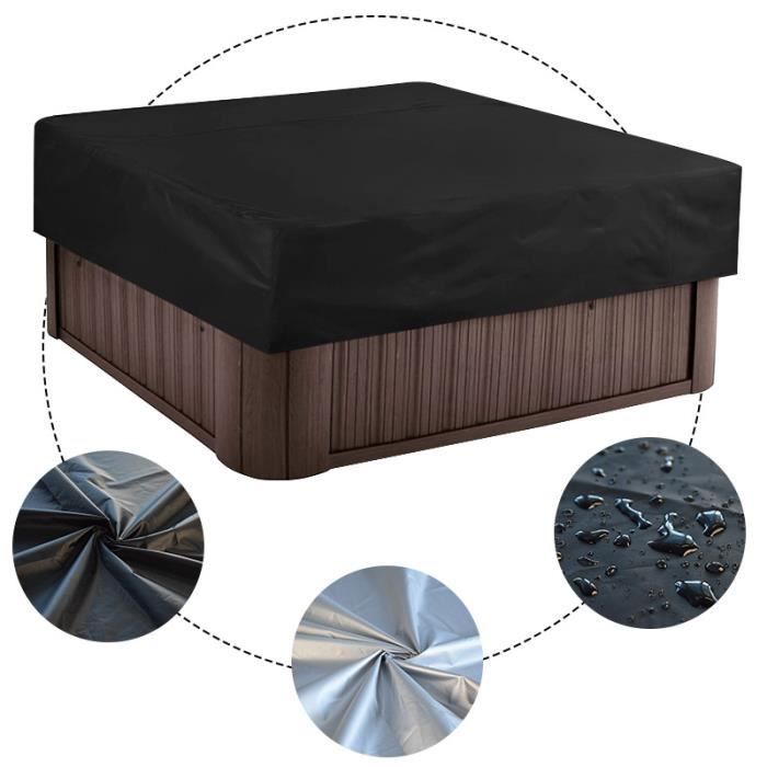 Couverture De Protection Pour Spa Carré 231x231cm - Imperméable Et Anti-UV - Noir
