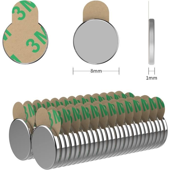 Lot De 50 Mini Aimants 8x1 Mm Néodyme - Aimants Puissants Pour Tableau, Présentations Et Bricolage