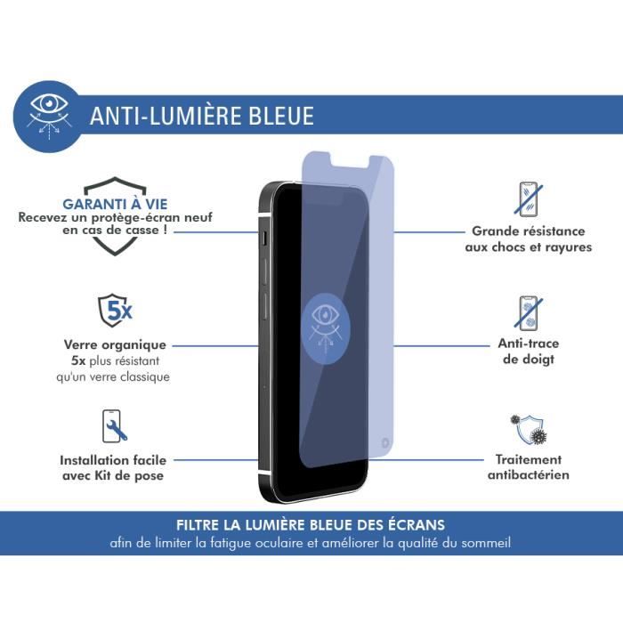 Protection d'écran pour smartphone Forceglass Protège écran iphone 12 pro  max plat anti lumière bleue garanti à vie force glass