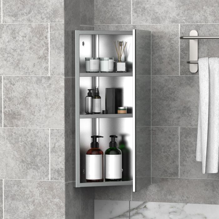 Armoire de salle de bain - A546 - Triangulaire - Aluminium - Miroir