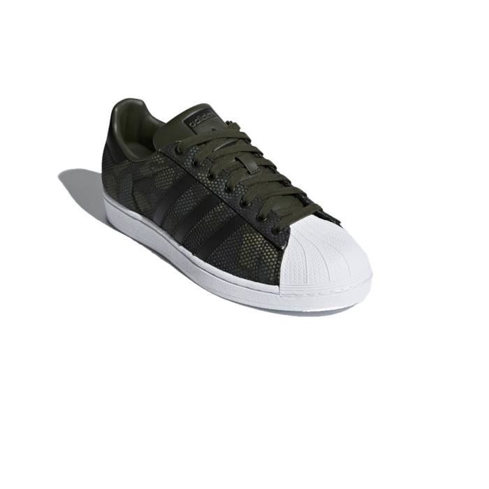 Basket adidas Originals SUPERSTAR ADIDAS ORIGINALS Camouflage Blanc Homme Cuir Lacets Vert Cdiscount Chaussures
