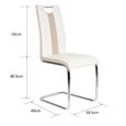 Lot de 4 chaises de salle à manger en métal - Revêtement simili Blanc et Beige - Chaise Confortable Contemporain-2