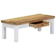 Ecom9365Excellent -Table basse décor scandinave - Table de salon Table de thé Table gigogne 110x50x40 cm Bois de manguier massif-2